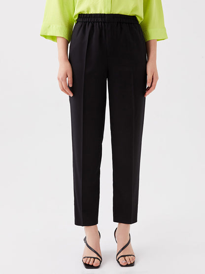 Cigarette Women's Trousers with Elastic Waist