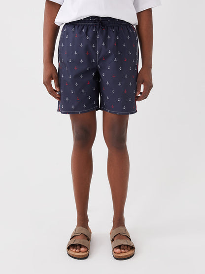 Knee-Length Patterned Men's Swim Shorts