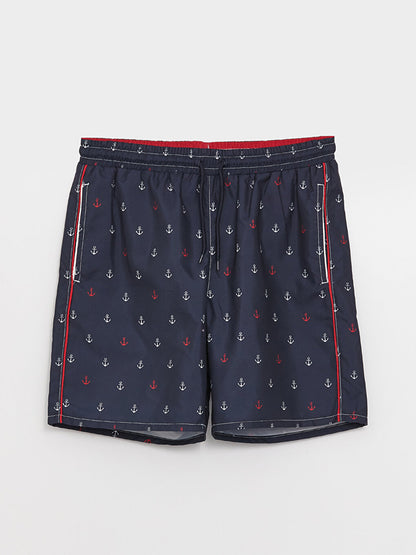 Knee-Length Patterned Men's Swim Shorts