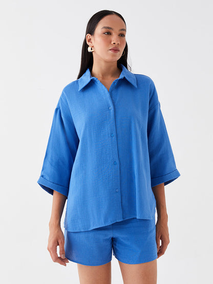 Plain Oversize Muslin Women's Shirt