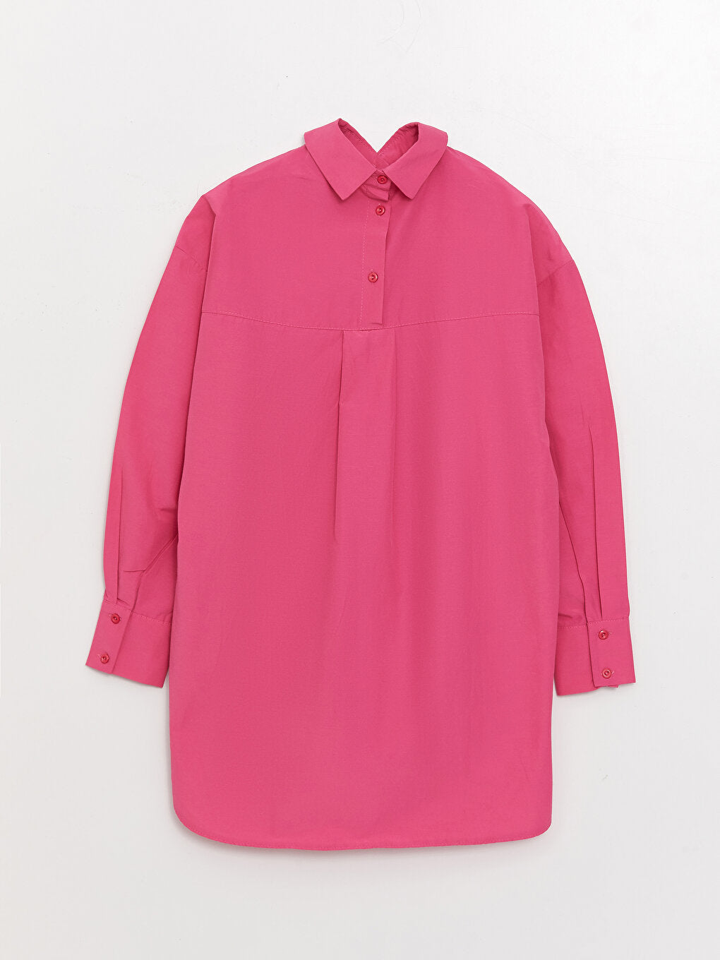 Plain Long Sleeve Oversize Poplin Women's Shirt Tunic