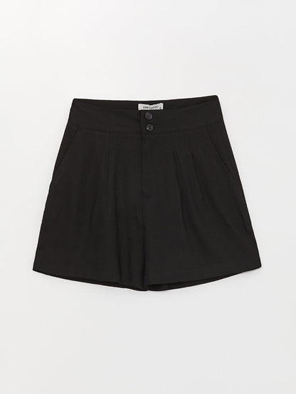 Comfortable Fit Plain Linen Blend Women's Shorts