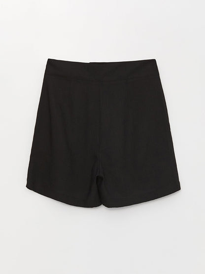 Comfortable Fit Plain Linen Blend Women's Shorts