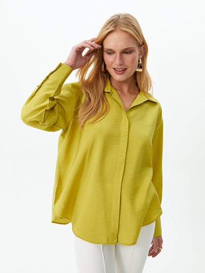 Plain Long Sleeve Oversize Women's Shirt