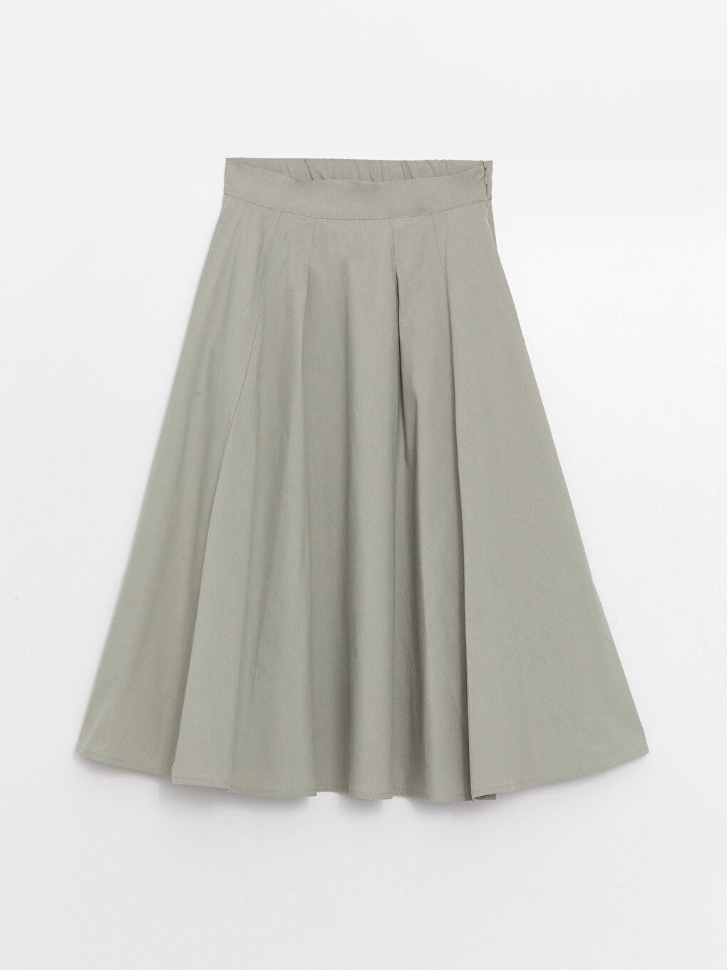 Plain Poplin Women's Skirt with Elastic Waist