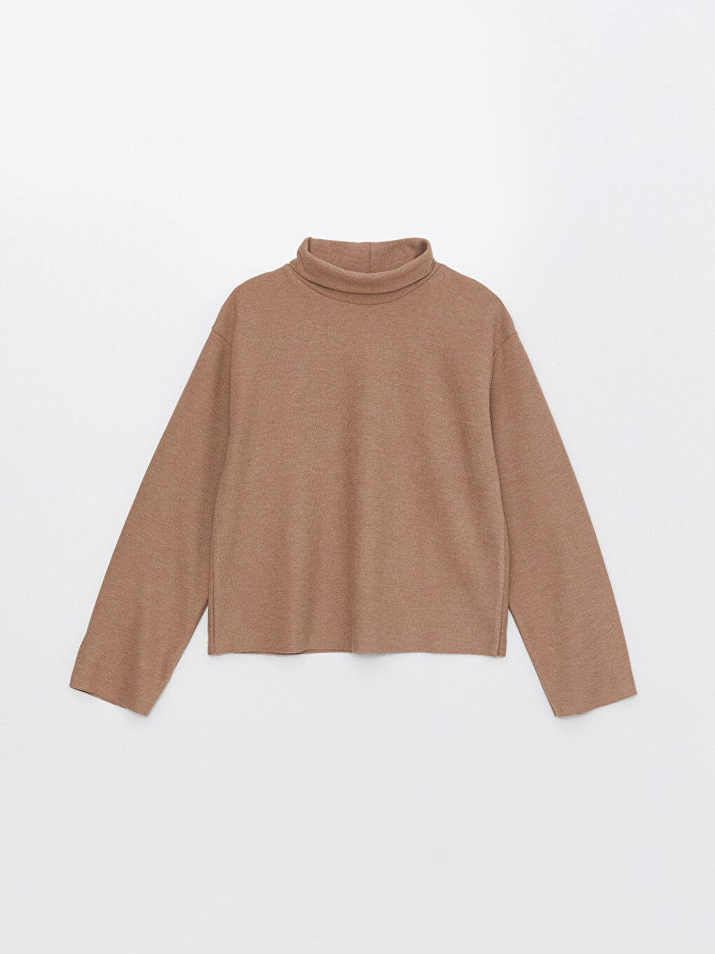 High Collar Plain Long Sleeve Women's Sweatshirt