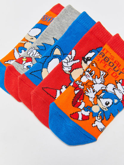 Sonic Patterned Boys Booties Socks 5-pack