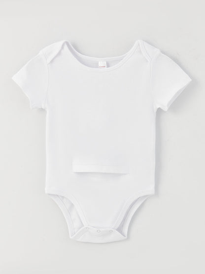 Crew Neck Basic Short Sleeve Unisex Children's Snap-On Bodysuit