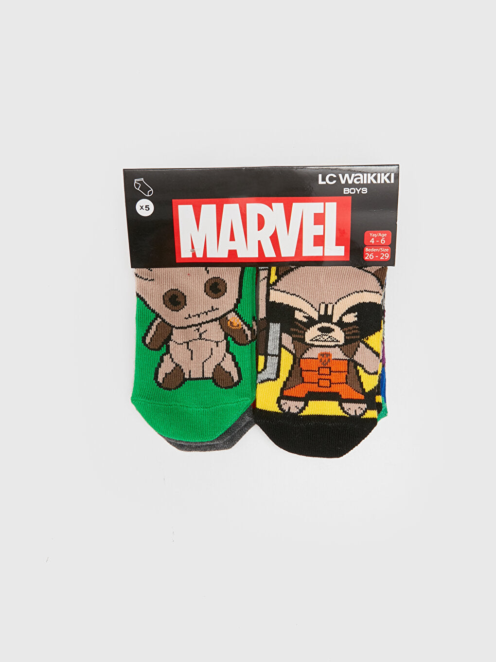 Marvel Patterned Boy Booties Socks 5-pack