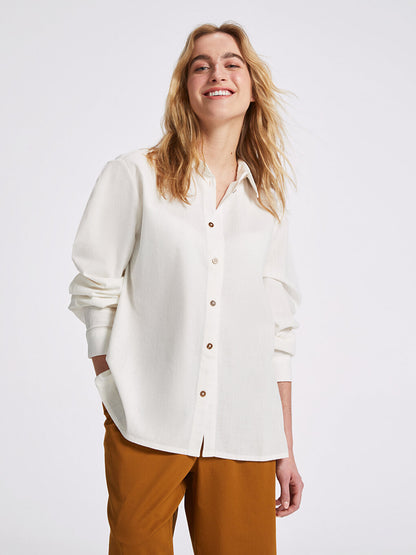 Plain Long Sleeve Poplin Women's Shirt