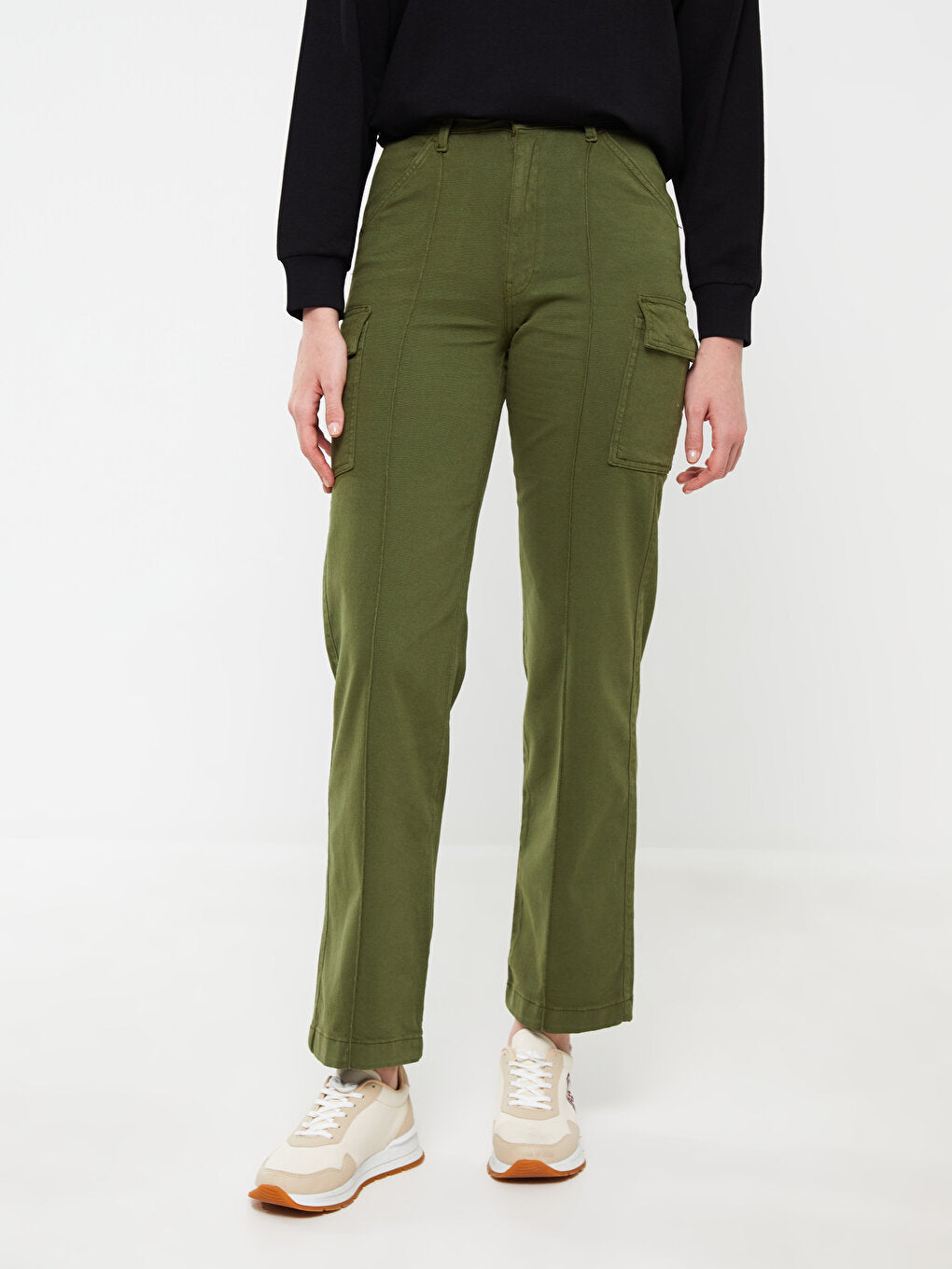 Comfortable Fit Straight Wide Leg Women's Cargo Pants