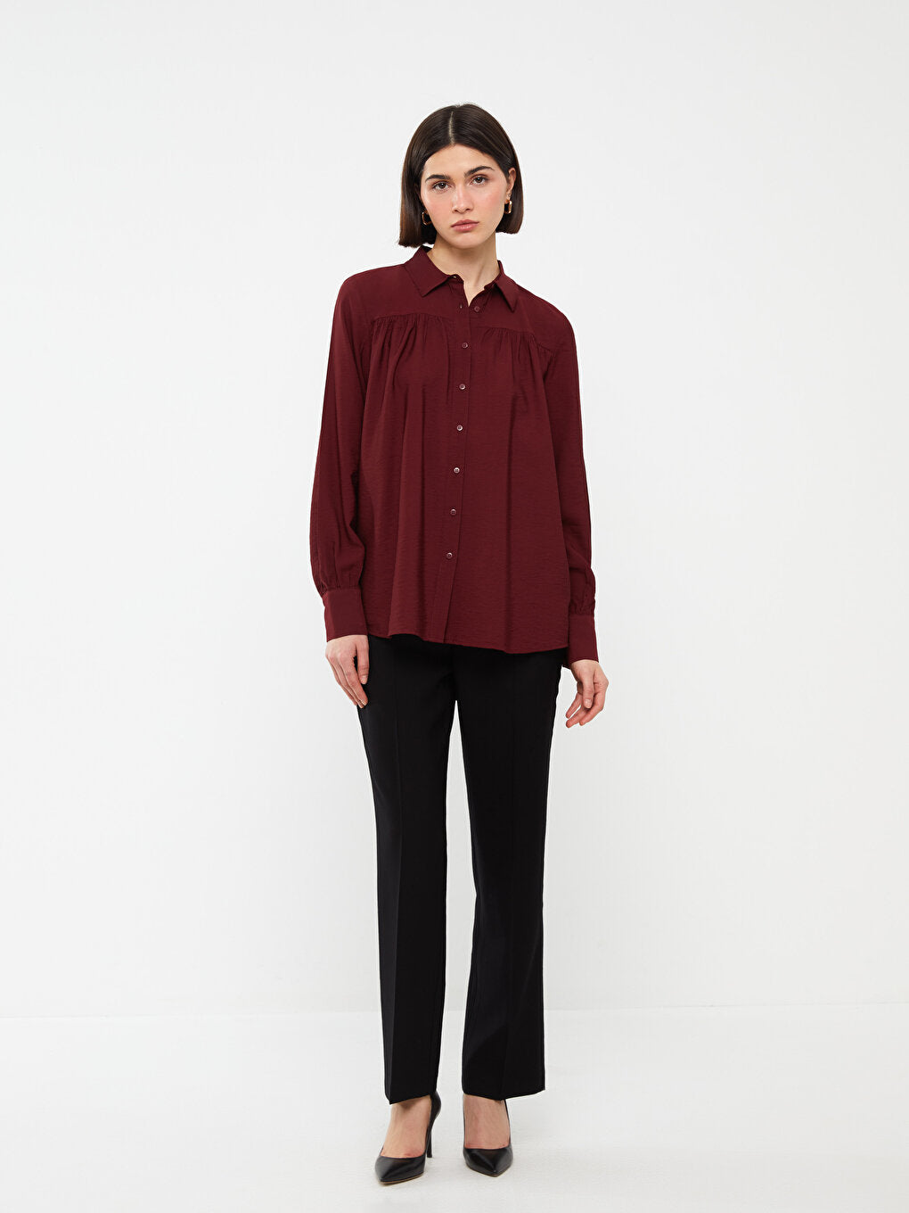 Plain Long Sleeve Oversize Women's Shirt