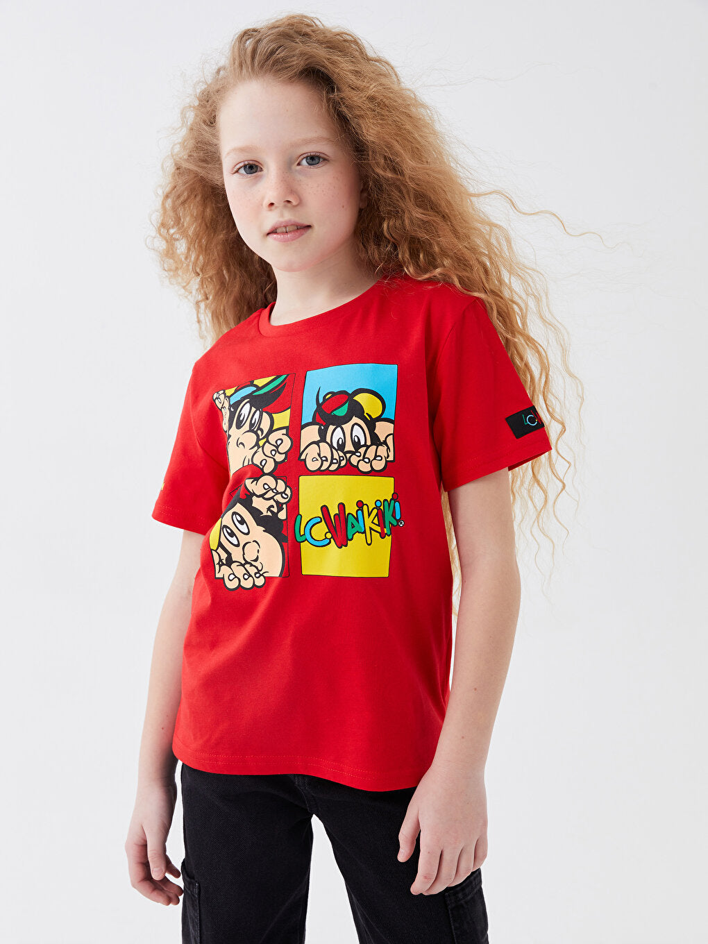 Crew Neck Nostalgic Monkey Printed Short Sleeve Unisex Children's T-Shirt