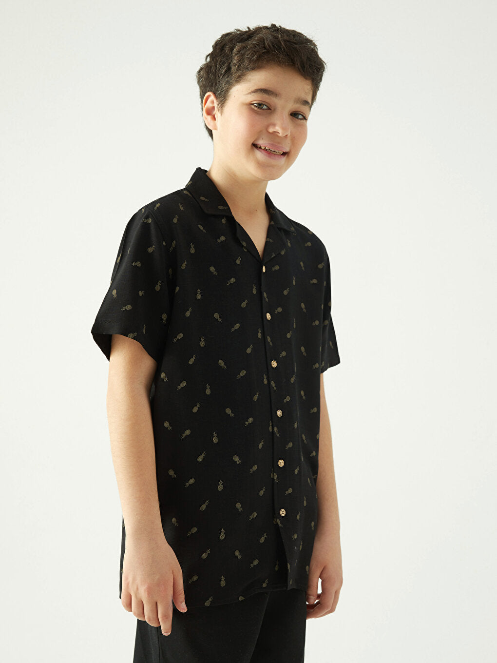 Patterned Short Sleeve Boy's Shirt