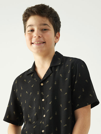 Patterned Short Sleeve Boy's Shirt