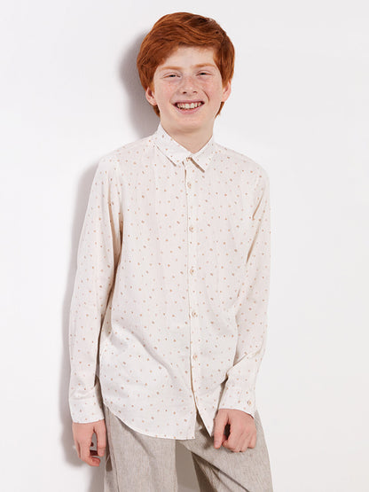 Patterned Linen Blend Boy's Shirt