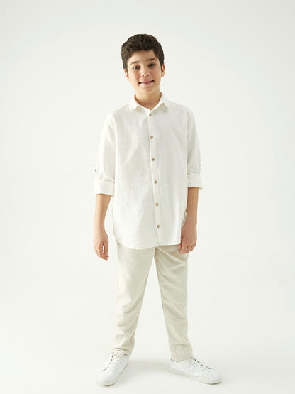 Comfortable Fit Linen Blend Boy's Trousers