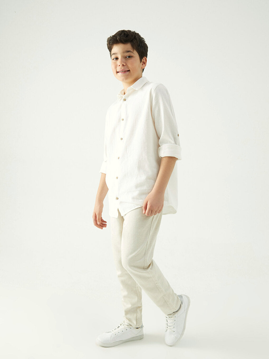 Comfortable Fit Linen Blend Boy's Trousers