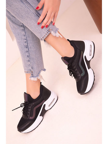 Leather Look Thick Sole Women's Active Sneakers