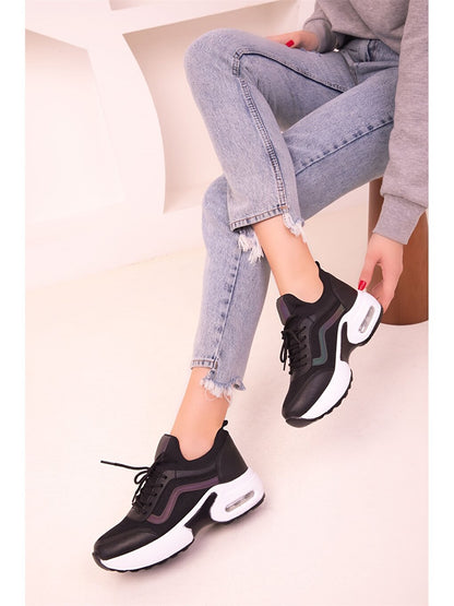 Leather Look Thick Sole Women's Active Sneakers