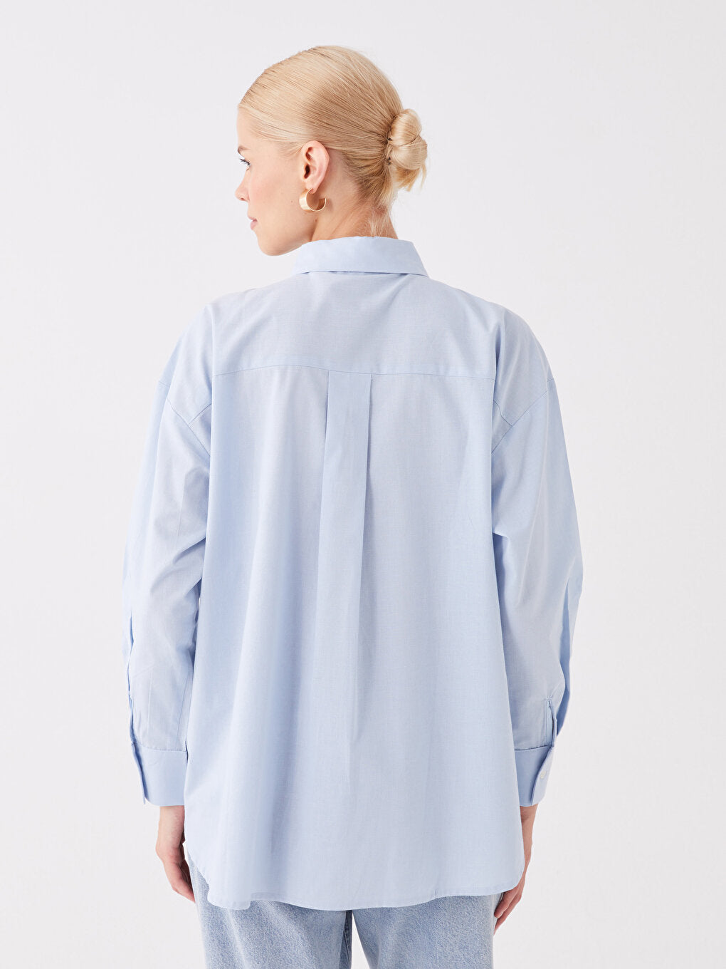 Plain Long Sleeve Oversize Women's Shirt Tunic