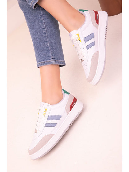 Leather Look Lace-up Women's Sneakers