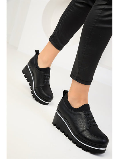 Leather Look Thick Sole Women's Sneakers