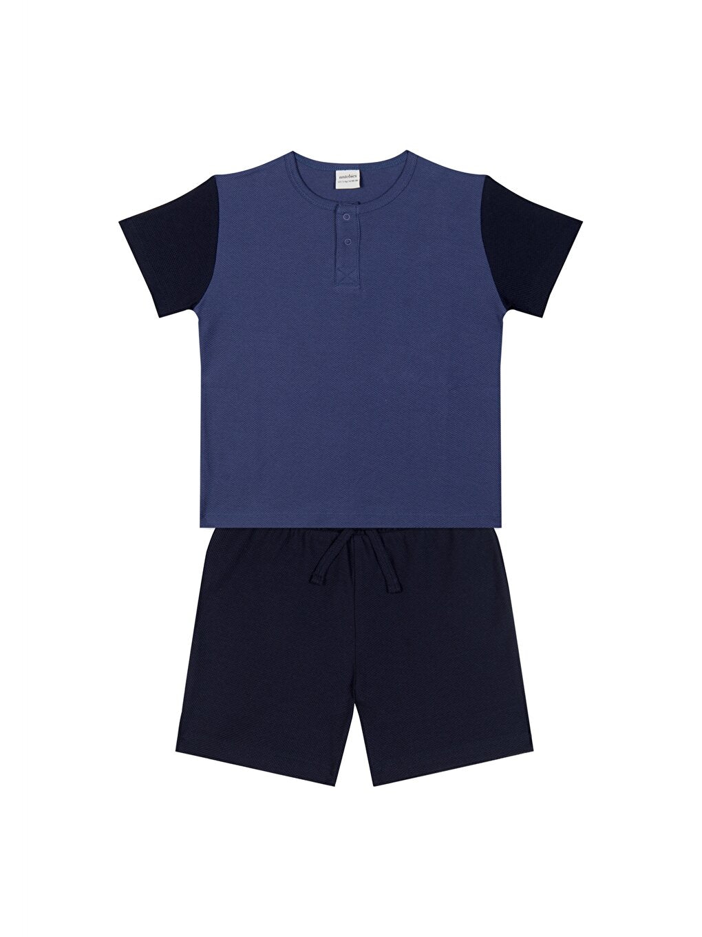 Crew Neck Basic Short Sleeve Boy's Pajama Set with Shorts