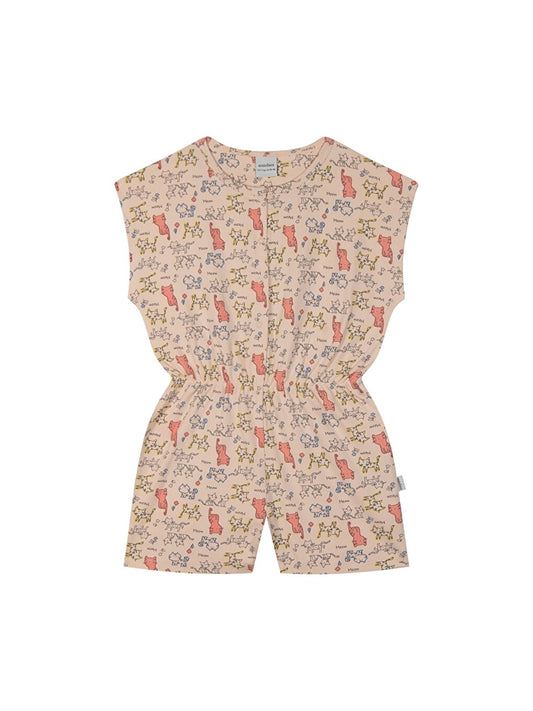 Crew Neck Patterned Girl's Jumpsuit