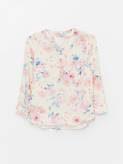 Wacky Collar Floral Long Sleeve Women's Blouse