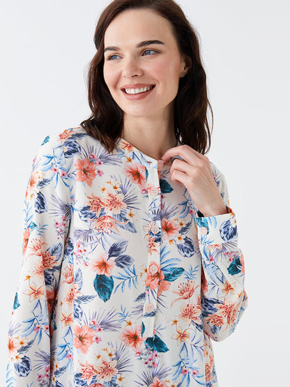 Judge Collar Floral Long Sleeve Women's Tunic