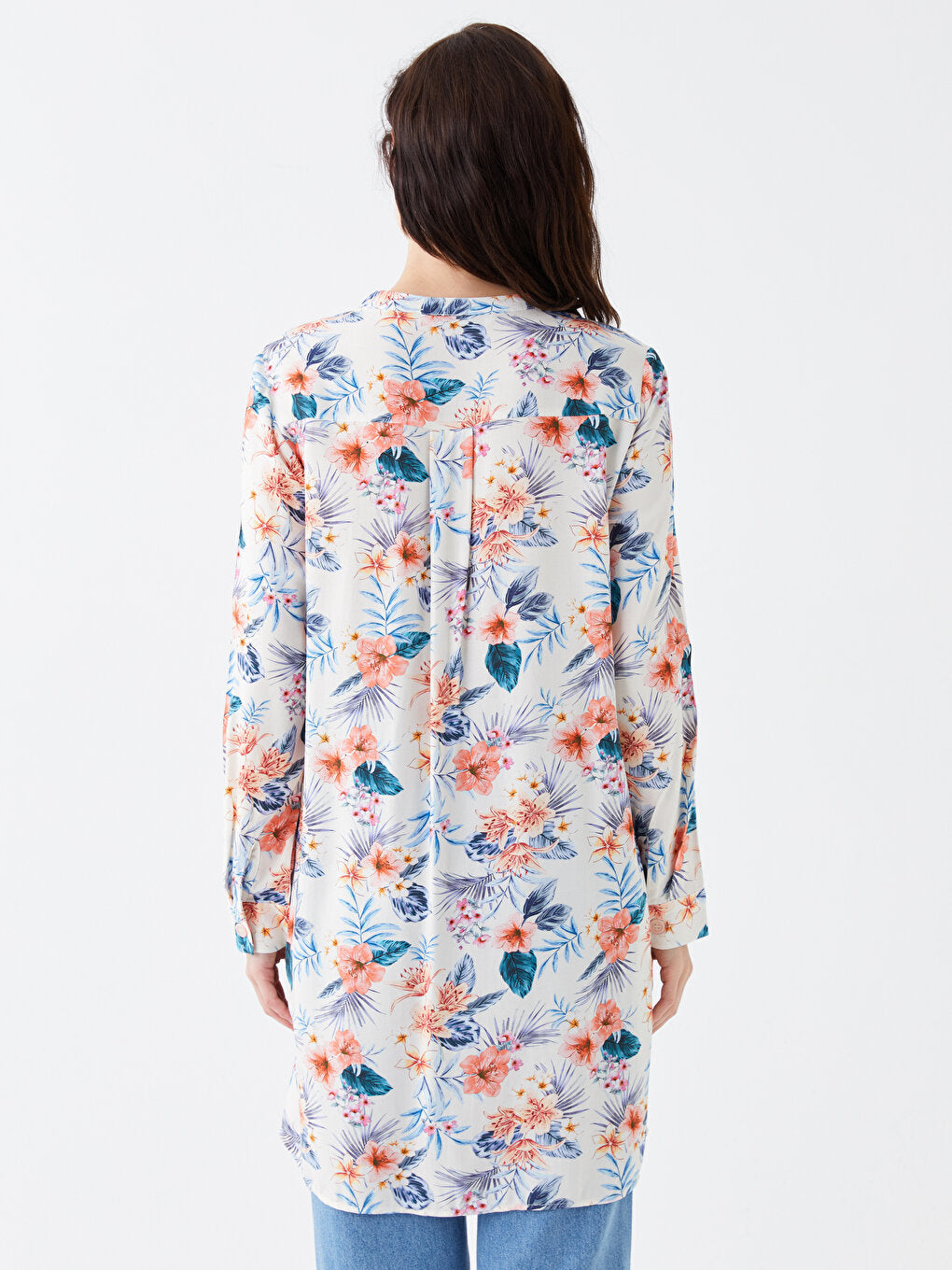 Judge Collar Floral Long Sleeve Women's Tunic