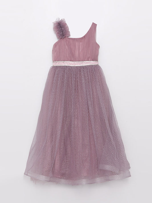 Ruffle Detailed Girl's Tulle Dress