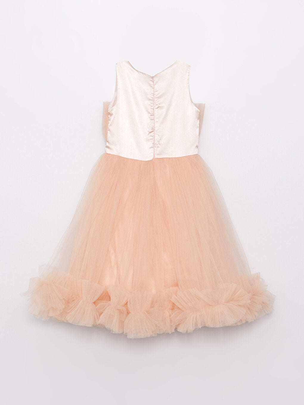 Crew Neck Tulle Detailed Girl's Dress