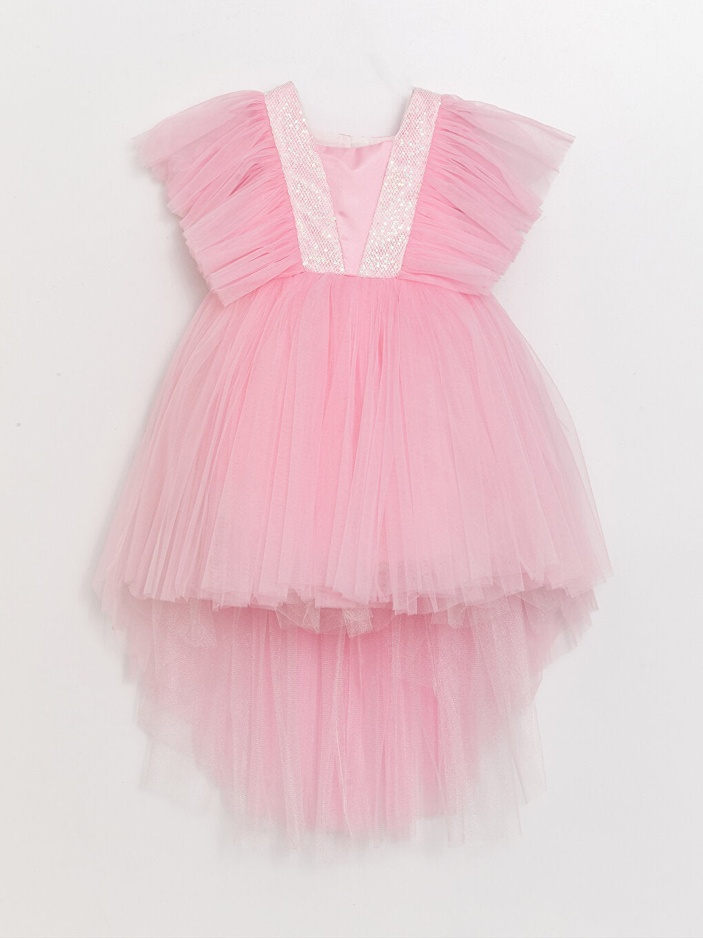 Sequin Embroidered Tulle Detailed Girl's Dress