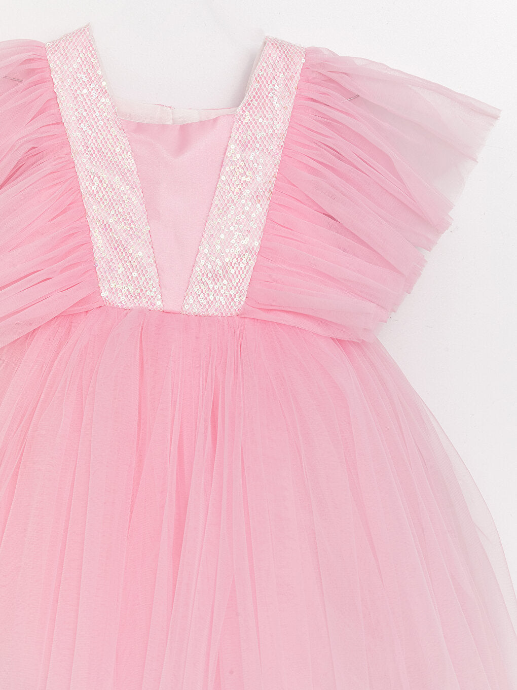 Sequin Embroidered Tulle Detailed Girl's Dress