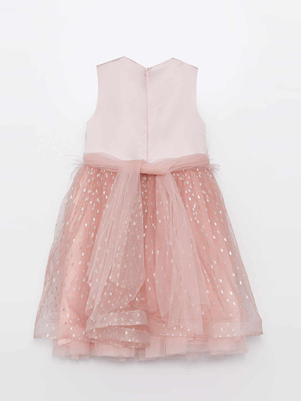 Crew Neck Printed Girl's Tulle Dress