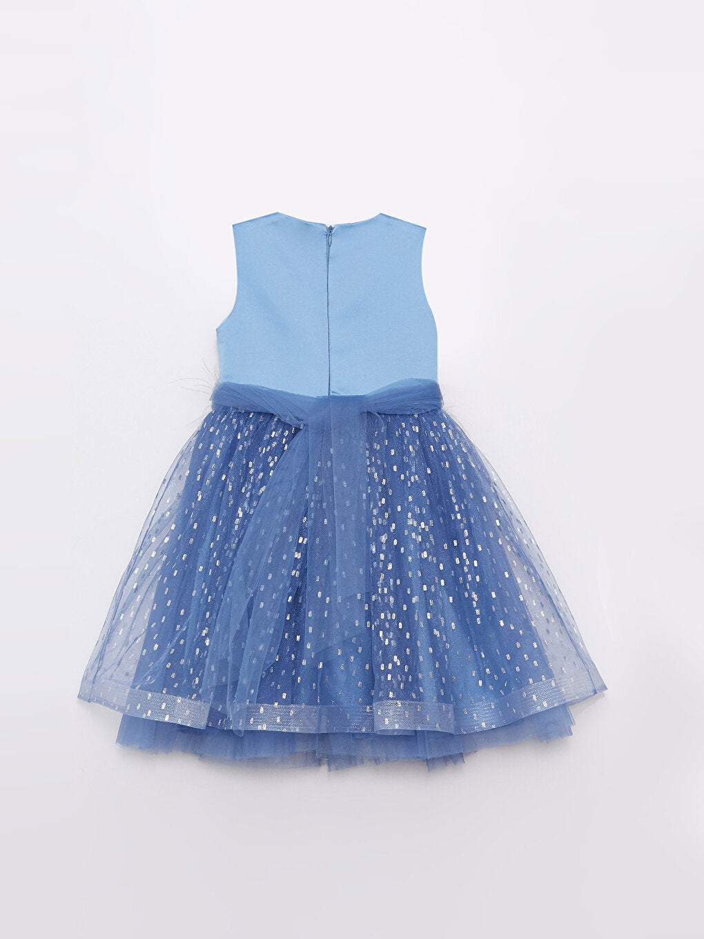 Crew Neck Printed Girl's Tulle Dress