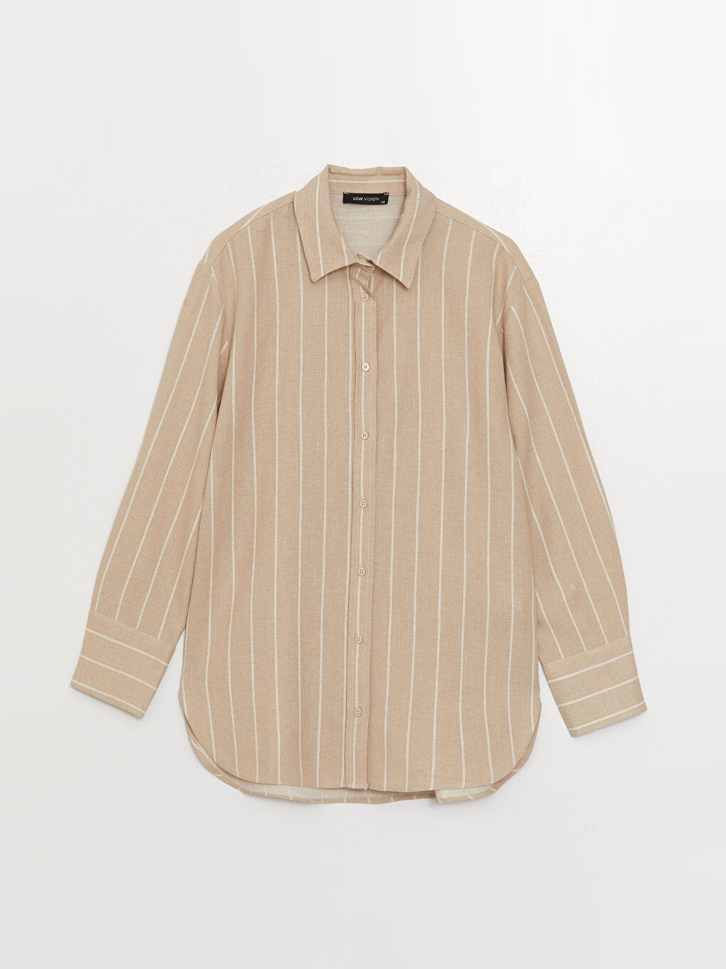 Striped Long Sleeve Oversize Linen Blend Women's Shirt