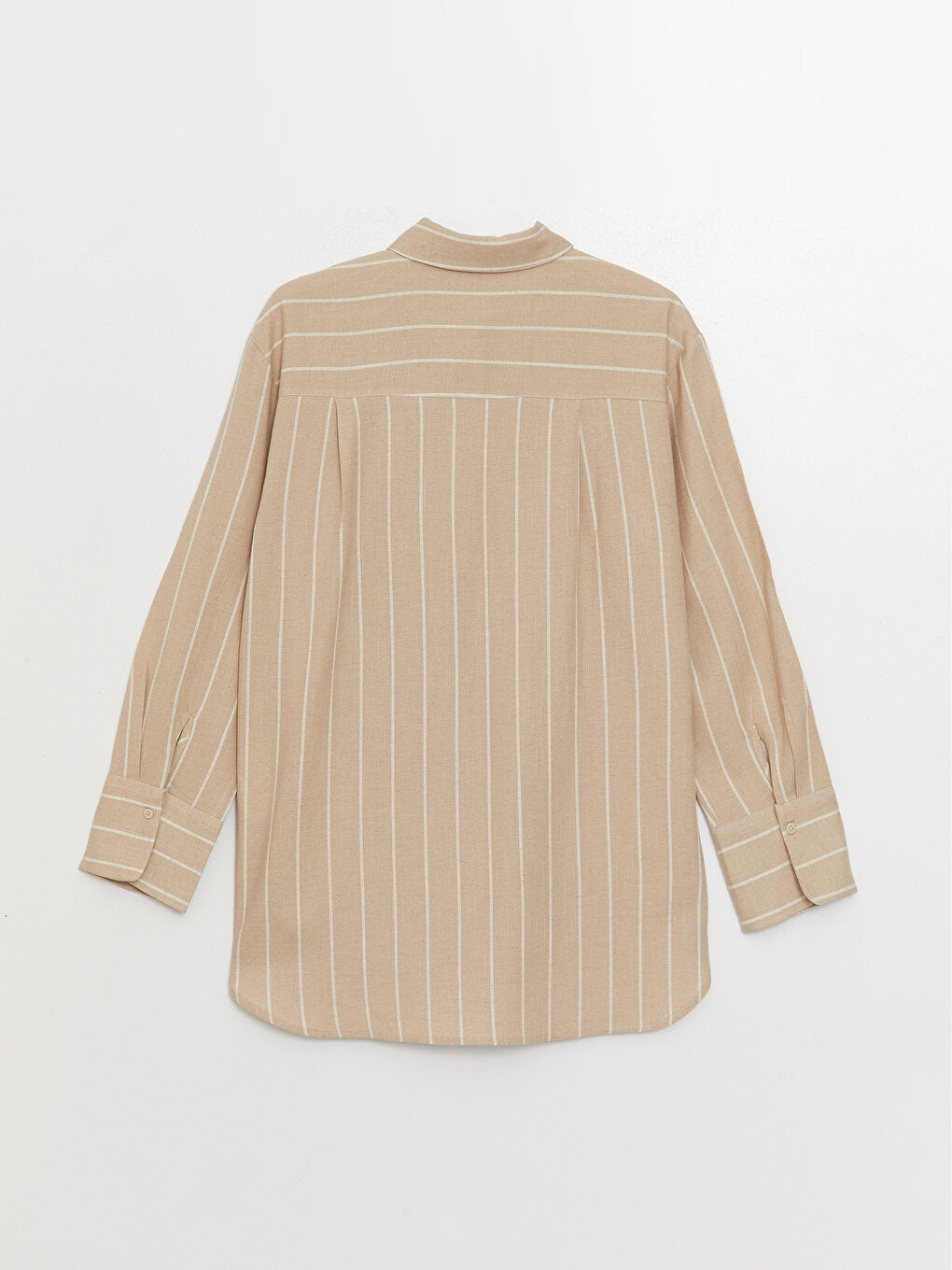 Striped Long Sleeve Oversize Linen Blend Women's Shirt