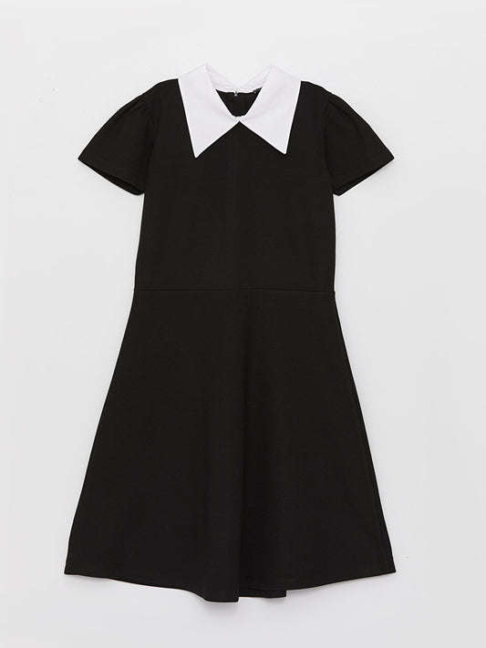 Shirt Collar Basic Short Sleeve Girl's Dress