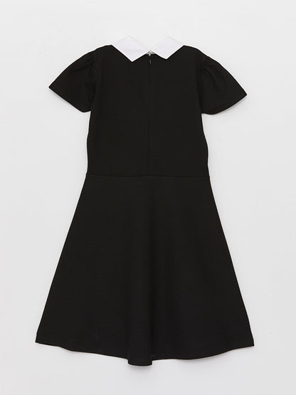 Shirt Collar Basic Short Sleeve Girl's Dress