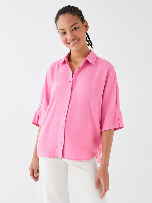 Plain Oversize Linen Look Women's Shirt