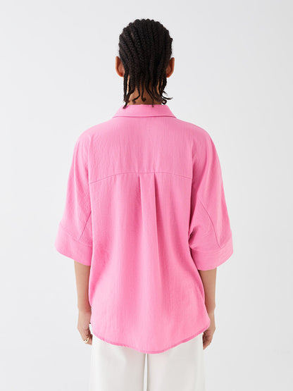 Plain Oversize Linen Look Women's Shirt