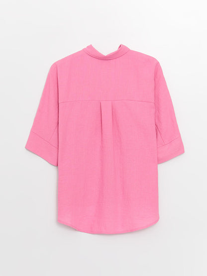 Plain Oversize Linen Look Women's Shirt