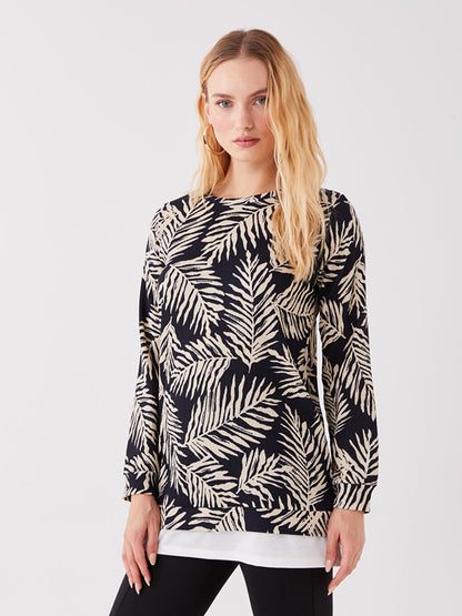 Crew Neck Patterned Long Sleeve Women's Tunic