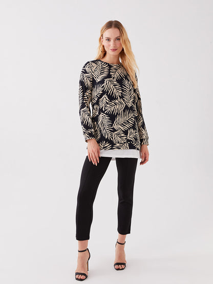 Crew Neck Patterned Long Sleeve Women's Tunic