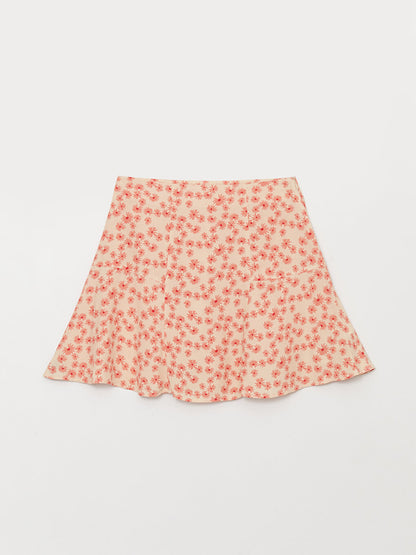 Patterned Women's Shorts Skirt with Zipper Waist