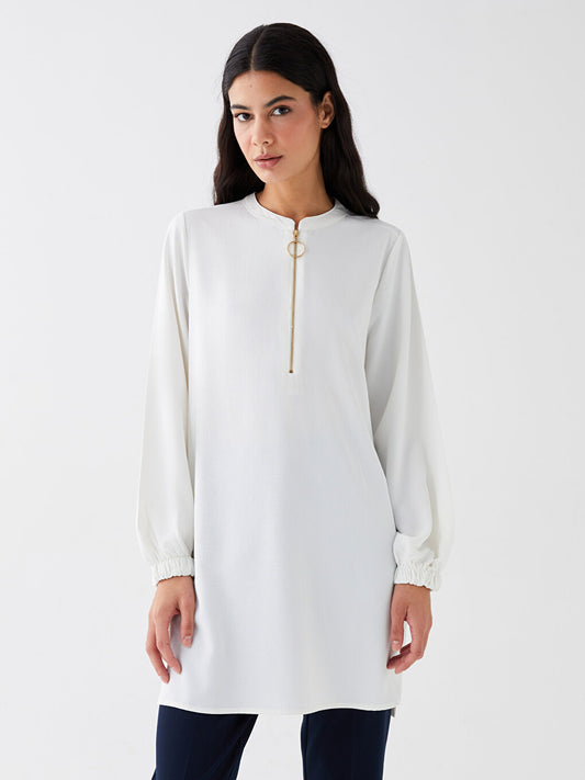 Loose Collar Plain Long Sleeve Women's Tunic