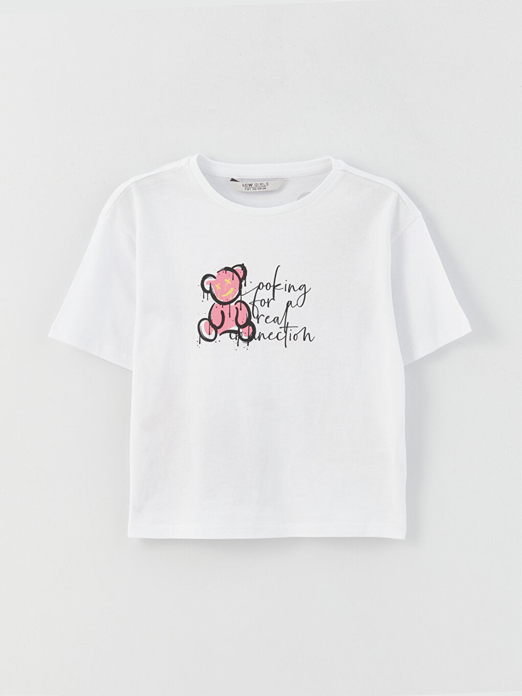 Crew Neck Printed Short Sleeve Girls' T-Shirt